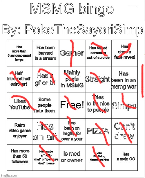 MSMG bingo by poke | image tagged in msmg bingo by poke | made w/ Imgflip meme maker