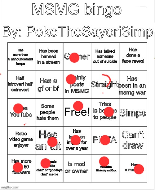 MSMG bingo by poke | image tagged in msmg bingo by poke | made w/ Imgflip meme maker