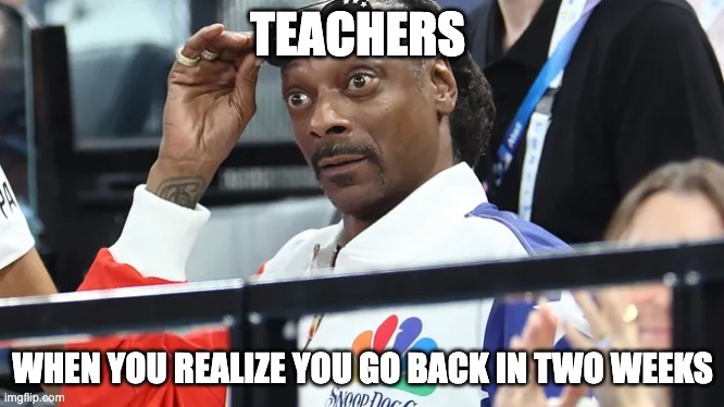 Back to School Snoop | TEACHERS; WHEN YOU REALIZE YOU GO BACK IN TWO WEEKS | image tagged in teachers | made w/ Imgflip meme maker