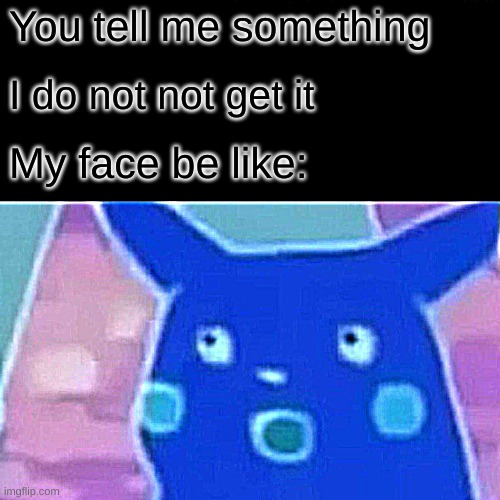 I do not get what your saying face be like | You tell me something; I do not not get it; My face be like: | image tagged in memes,surprised pikachu | made w/ Imgflip meme maker