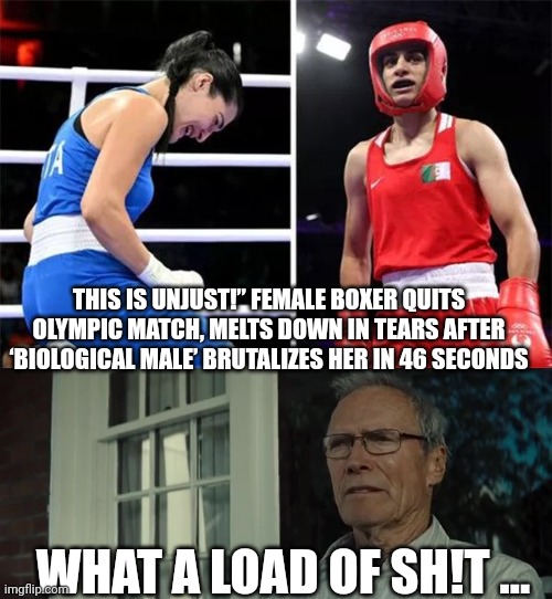 2024 Olympics meme | THIS IS UNJUST!” FEMALE BOXER QUITS OLYMPIC MATCH, MELTS DOWN IN TEARS AFTER ‘BIOLOGICAL MALE’ BRUTALIZES HER IN 46 SECONDS; WHAT A LOAD OF SH!T ... | image tagged in olympics | made w/ Imgflip meme maker