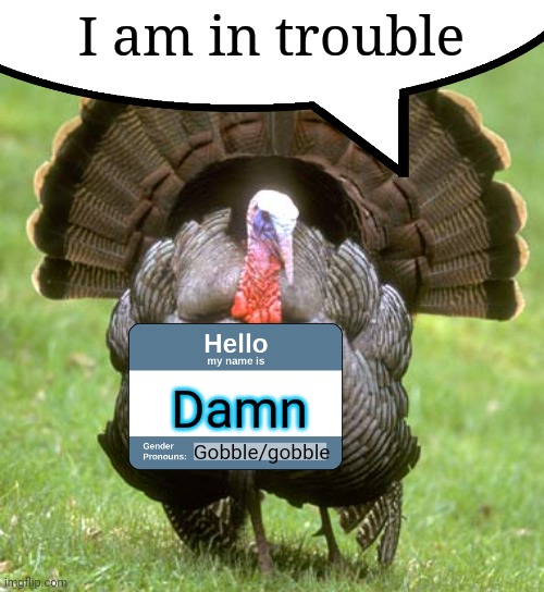Turkey Meme | I am in trouble Damn Gobble/gobble | image tagged in memes,turkey | made w/ Imgflip meme maker
