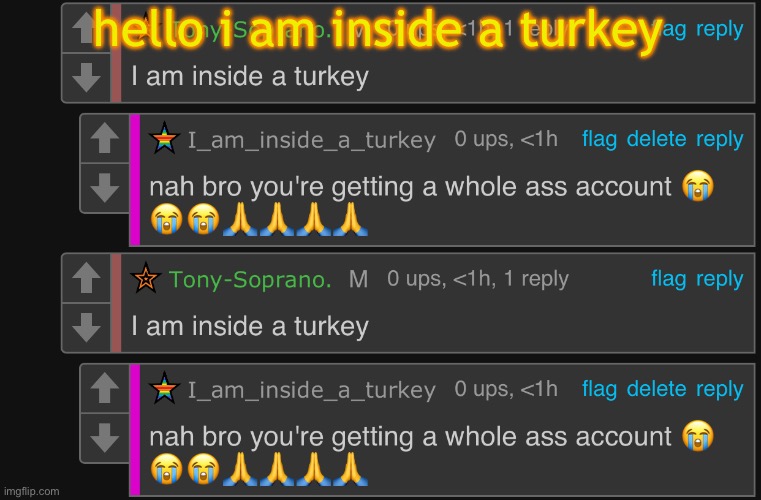 hello i am inside a turkey | made w/ Imgflip meme maker