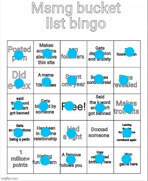 Ahaha.. | image tagged in msmg bucket list bingo | made w/ Imgflip meme maker