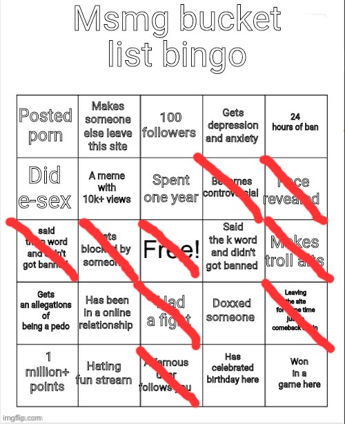 Msmg bucket list bingo | image tagged in msmg bucket list bingo | made w/ Imgflip meme maker