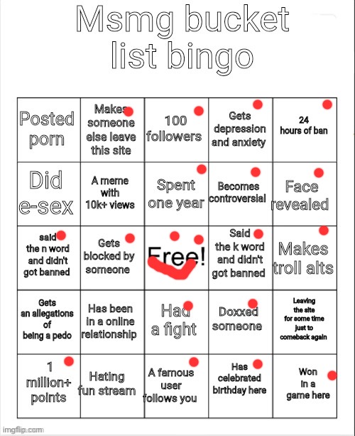 Msmg bucket list bingo | image tagged in msmg bucket list bingo | made w/ Imgflip meme maker