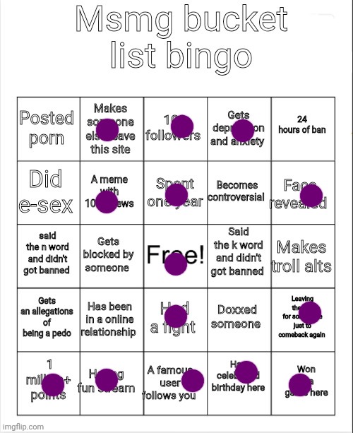 Quite interesting bingo | image tagged in msmg bucket list bingo | made w/ Imgflip meme maker