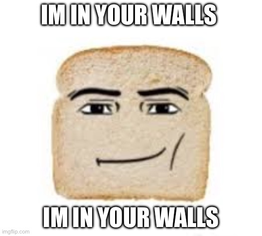 IM IN YOUR WALLS | IM IN YOUR WALLS; IM IN YOUR WALLS | image tagged in man face bread,banned from roblox,why are you reading this,roblox no way it's the insert something you hate | made w/ Imgflip meme maker