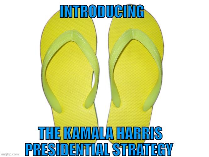 Kamala Harris | INTRODUCING; THE KAMALA HARRIS PRESIDENTIAL STRATEGY | image tagged in flip flops,kamala harris,joe biden,2024,donald trump,funny memes | made w/ Imgflip meme maker