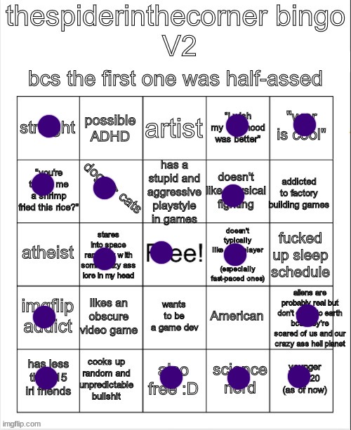 spiderinthecornerbingo V2 | image tagged in spiderinthecornerbingo v2 | made w/ Imgflip meme maker