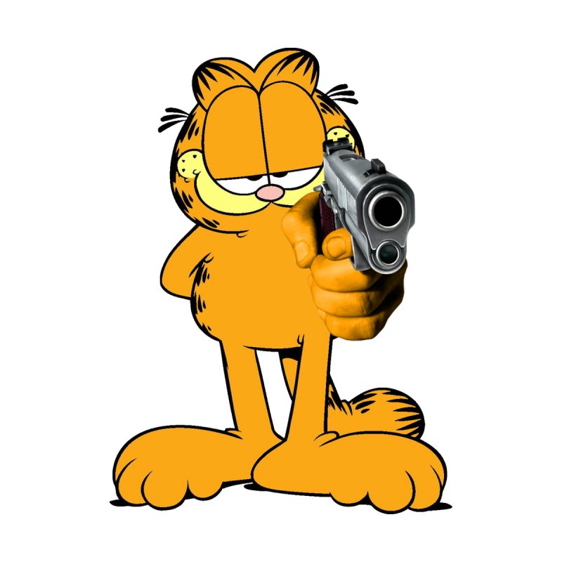 High Quality Garfield with a fucking gun Blank Meme Template