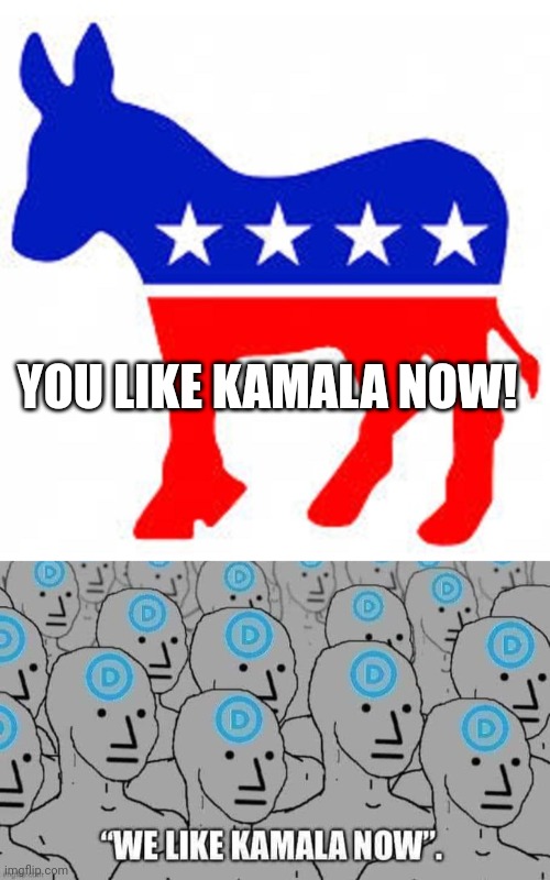 YOU LIKE KAMALA NOW! | image tagged in democrat donkey | made w/ Imgflip meme maker