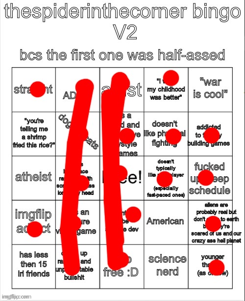 spiderinthecornerbingo V2 | image tagged in spiderinthecornerbingo v2 | made w/ Imgflip meme maker