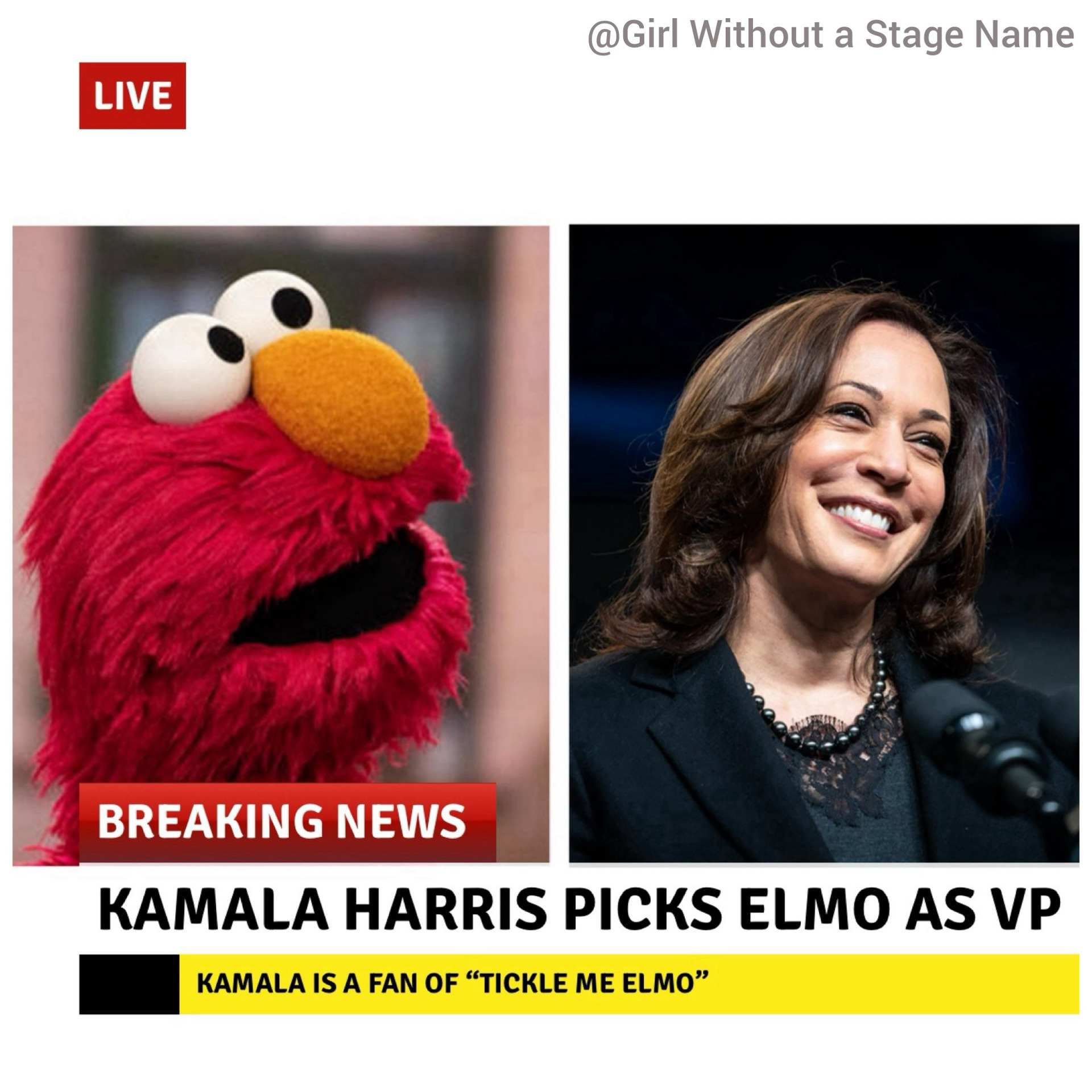 High Quality Kamala Harris Picks Elmo as VP Blank Meme Template