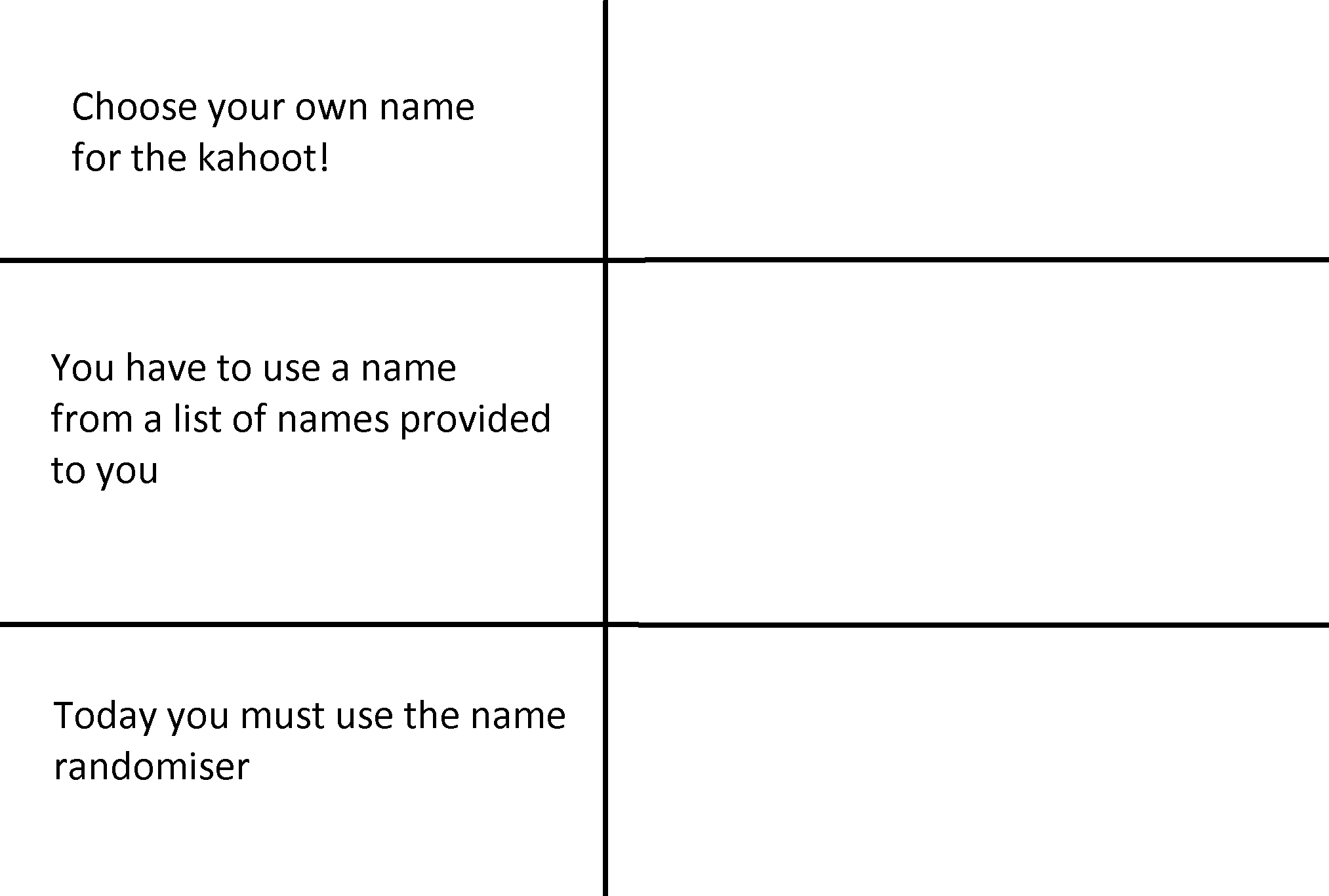 Kahoot Name Choice Blank Meme Template