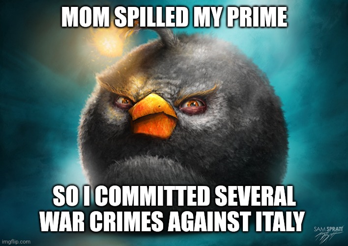 Fair punishment | MOM SPILLED MY PRIME; SO I COMMITTED SEVERAL WAR CRIMES AGAINST ITALY | made w/ Imgflip meme maker