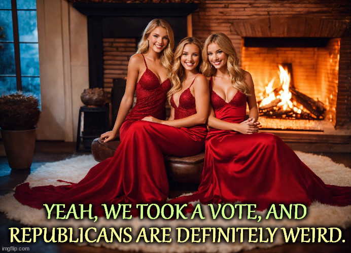 YEAH, WE TOOK A VOTE, AND; REPUBLICANS ARE DEFINITELY WEIRD. | image tagged in republicans,maga,right wing,conservative,weird | made w/ Imgflip meme maker