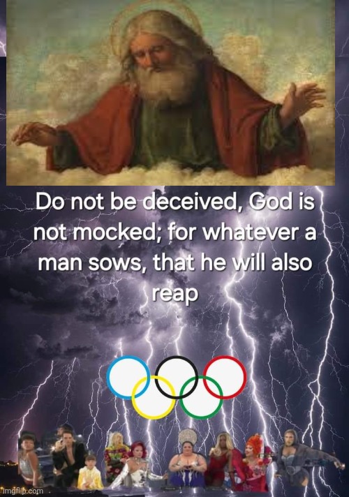 God vs the Wokelympics | image tagged in god,vs,olympics | made w/ Imgflip meme maker