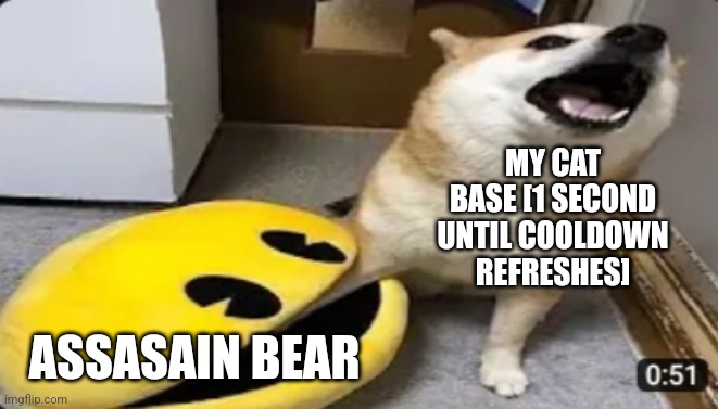 ASSASAIN BEAR MY CAT BASE [1 SECOND UNTIL COOLDOWN REFRESHES] | made w/ Imgflip meme maker