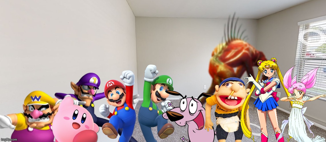 Wario and Friends dies by SCP-939 breaking in their house while having a party | image tagged in f37 bedroom,wario dies,crossover | made w/ Imgflip meme maker