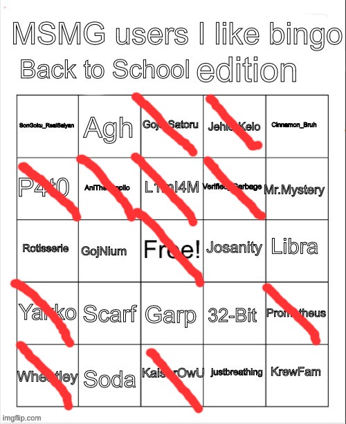 Msmg Users I like Bingo Back To School | image tagged in msmg users i like bingo back to school | made w/ Imgflip meme maker