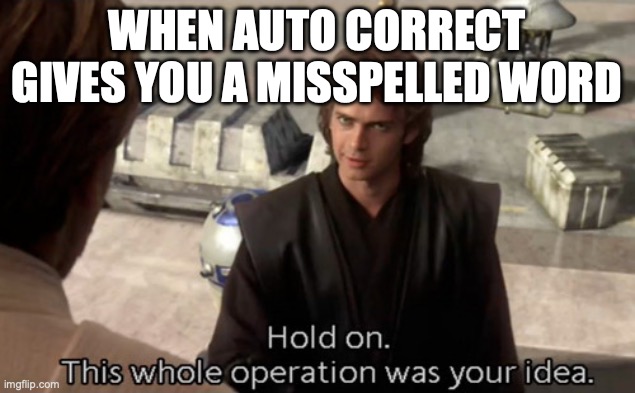 Otto correct | WHEN AUTO CORRECT GIVES YOU A MISSPELLED WORD | image tagged in hold on this whole operation was your idea | made w/ Imgflip meme maker