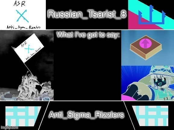 High Quality 8_tsirasT_naissuR announcement temp Anti_Sigma_Rizzlers version Blank Meme Template