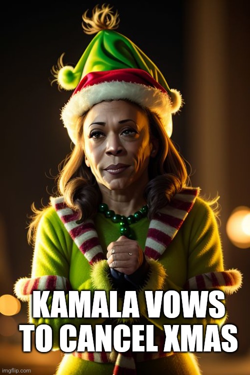 KAMALA VOWS TO CANCEL XMAS | image tagged in funny memes | made w/ Imgflip meme maker