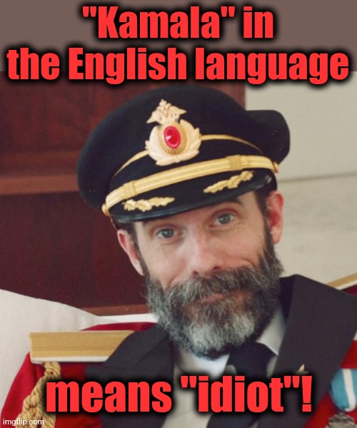 Captain Obvious | "Kamala" in the English language means "idiot"! | image tagged in captain obvious | made w/ Imgflip meme maker