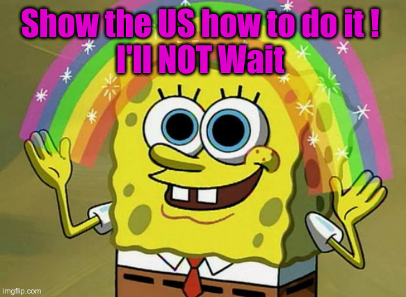 Imagination Spongebob Meme | Show the US how to do it ! 
I'll NOT Wait | image tagged in memes,imagination spongebob | made w/ Imgflip meme maker