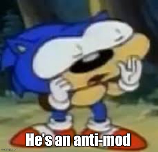 sonic huh? | He’s an anti-mod | image tagged in sonic huh | made w/ Imgflip meme maker