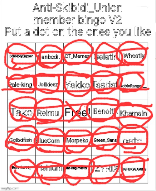 I didn’t know I was on here :) | image tagged in anti-skibidi_union member bingo v2 | made w/ Imgflip meme maker