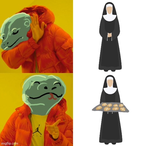 Anaconda nun buns | image tagged in drake meme,anaconda,nun,buns,sir mix alot | made w/ Imgflip meme maker