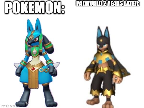 Insert  s̶u̶b̶title here | PALWORLD 2 YEARS LATER:; POKEMON: | image tagged in pokemon,blank white template | made w/ Imgflip meme maker