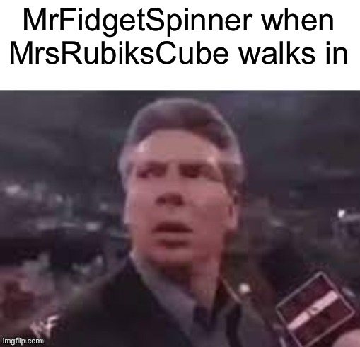 x when x walks in | MrFidgetSpinner when MrsRubiksCube walks in | image tagged in x when x walks in | made w/ Imgflip meme maker