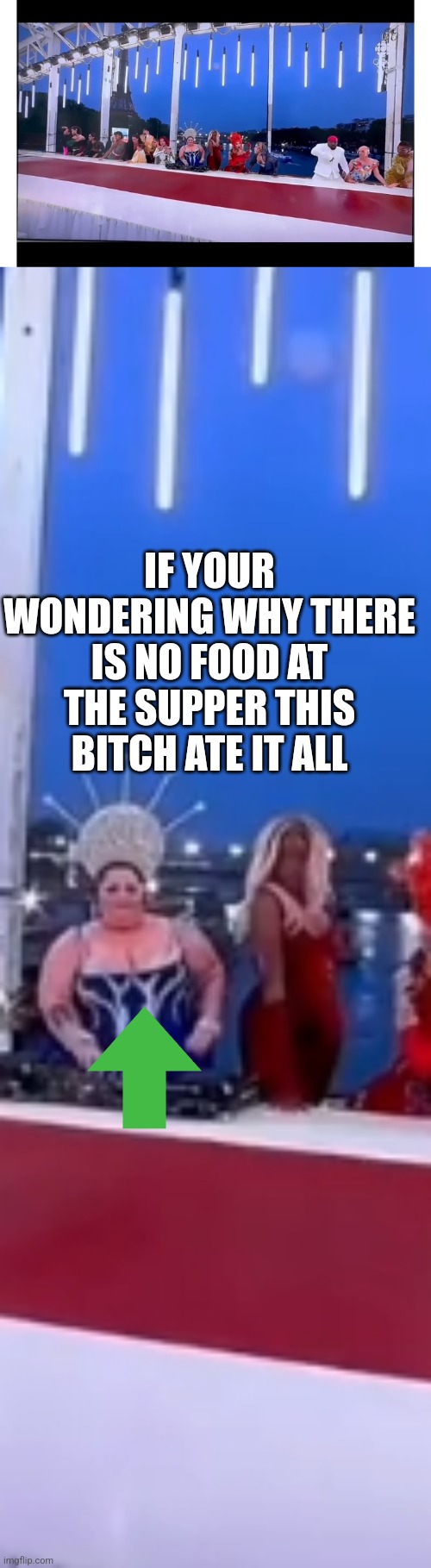 Olympics 2024 | IF YOUR WONDERING WHY THERE IS NO FOOD AT THE SUPPER THIS BITCH ATE IT ALL | image tagged in jokes,boycott,nomoretv | made w/ Imgflip meme maker