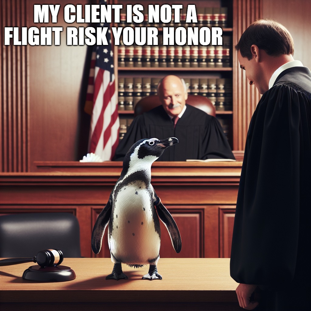 released on his own recognizance | MY CLIENT IS NOT A FLIGHT RISK YOUR HONOR | image tagged in flight risk,kewlew | made w/ Imgflip meme maker