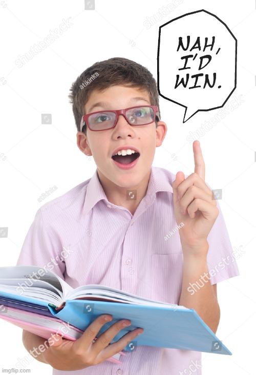 this is  making fun of mfs who unironically say "nah i'd win" theyre cringy as fuck | made w/ Imgflip meme maker