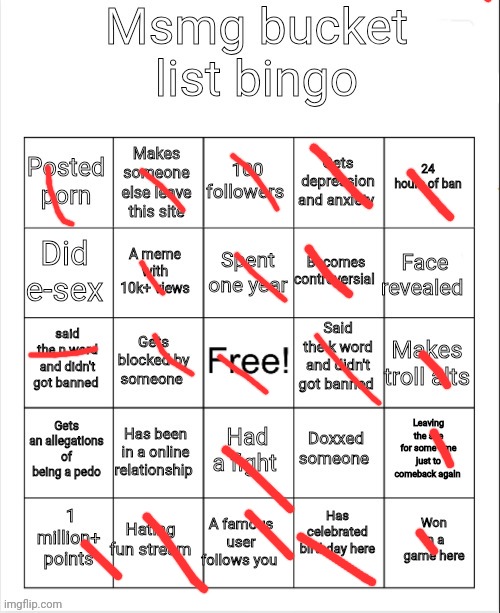 Msmg bucket list bingo | image tagged in msmg bucket list bingo | made w/ Imgflip meme maker