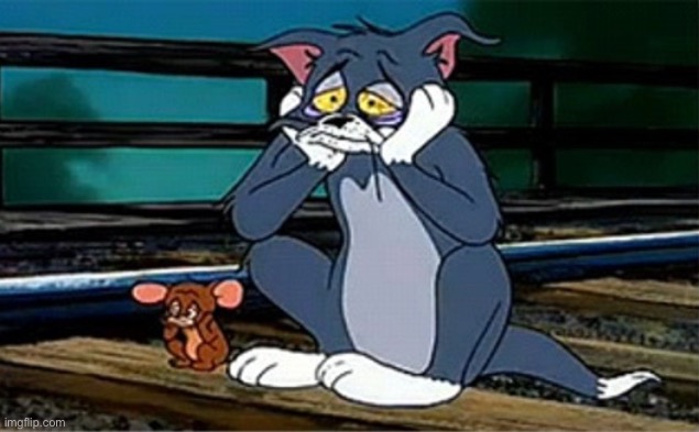 Sad Railroad Tom And Jerry | image tagged in sad railroad tom and jerry | made w/ Imgflip meme maker