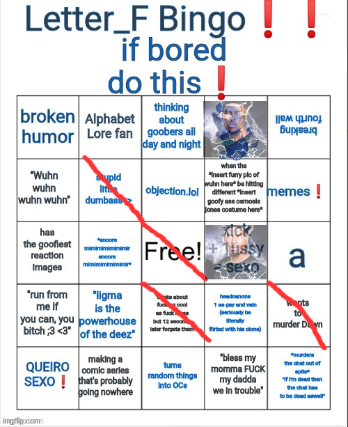 did yo dumbass bingo | image tagged in letter_f bingo | made w/ Imgflip meme maker