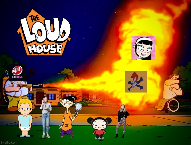 Otto Grimsley Sets Bad Users on Fire | image tagged in flamethrower,banned,original character,ed edd n eddy,the loud house,angry | made w/ Imgflip meme maker