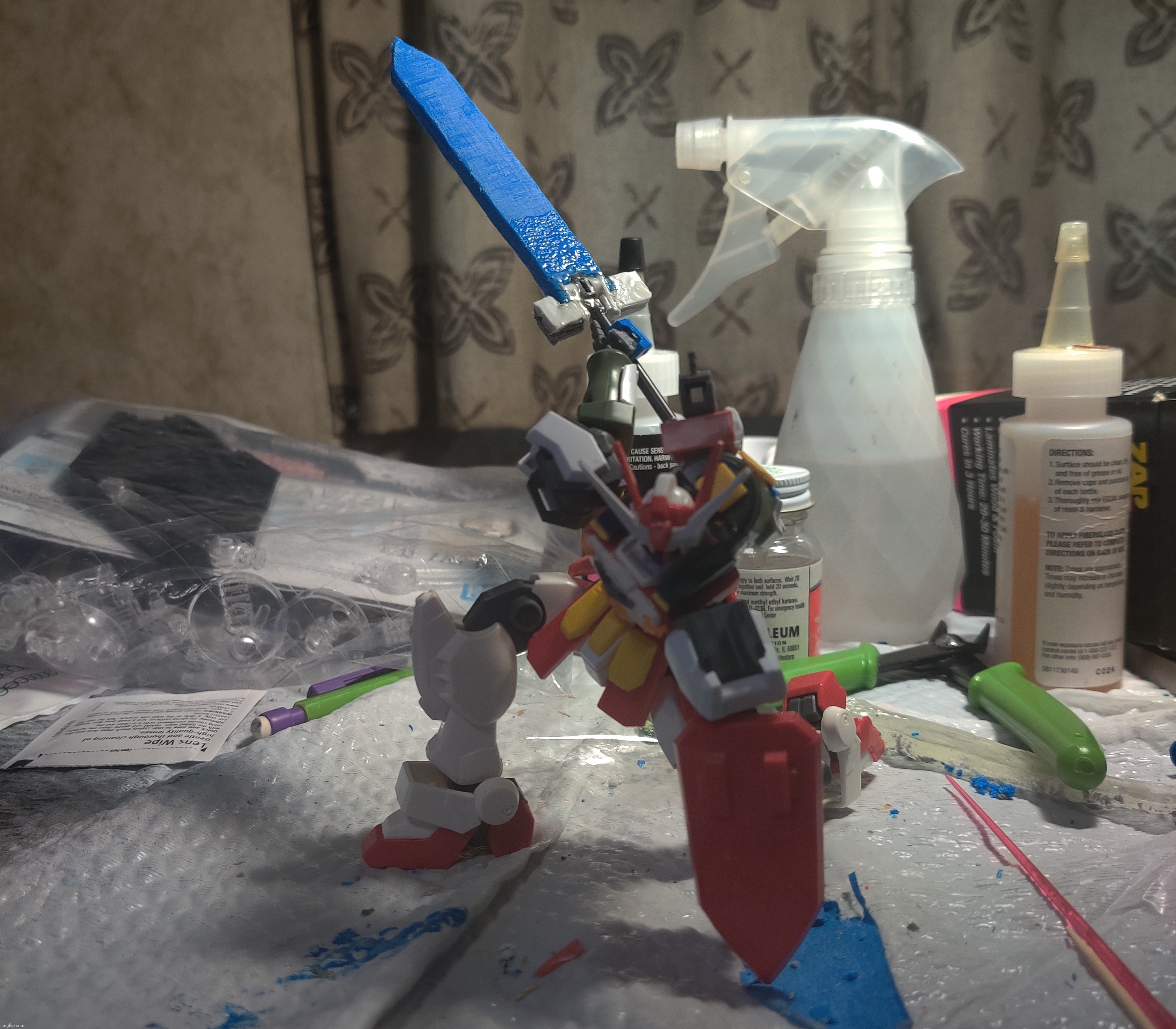 Here it is with the sword, I'm honestly surprised it's able to hold it with one hand (not finished. This is just a test) | made w/ Imgflip meme maker