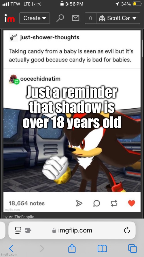You want something younger to mastrubate to, Braxton | Just a reminder that shadow is over 18 years old | made w/ Imgflip meme maker