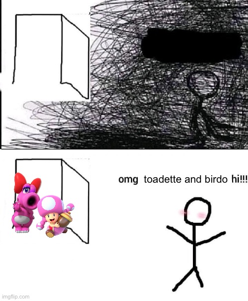 OMG hi | toadette and birdo | image tagged in omg hi | made w/ Imgflip meme maker