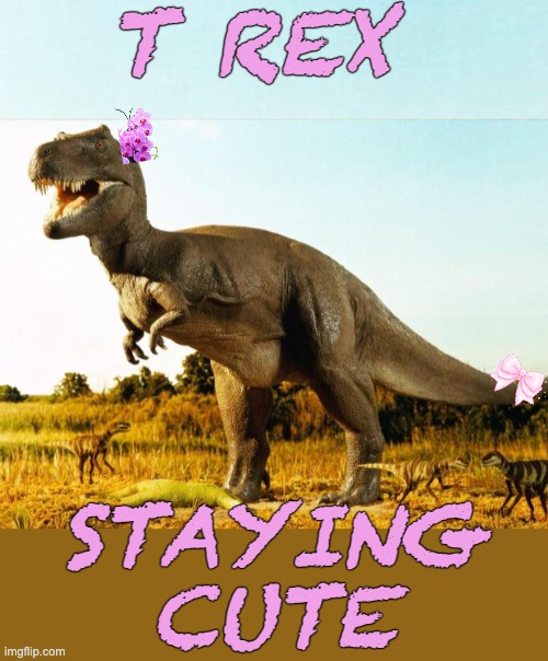 Double standard dinosaur -- is she too femme or too fierce? | T REX; STAYING
CUTE | image tagged in t-rex,sexism,dinosaurs | made w/ Imgflip meme maker