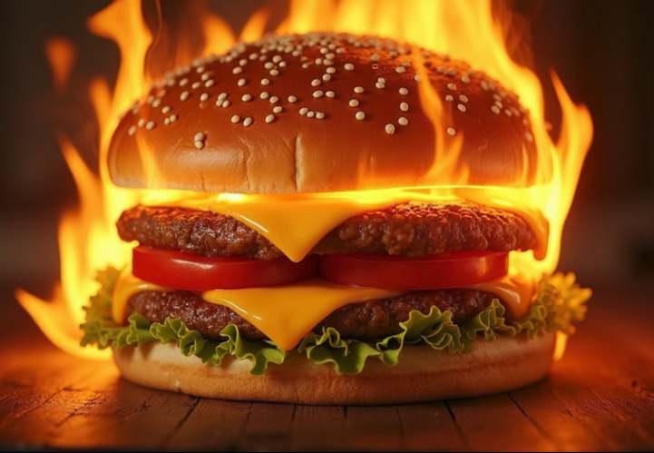 Flaming Burger Blank Meme Template