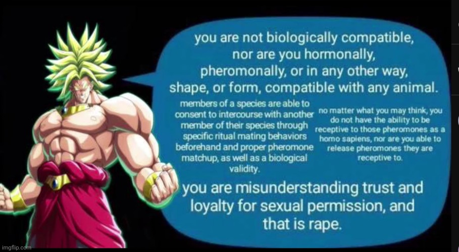 broly vs zoophilia | image tagged in based broly | made w/ Imgflip meme maker