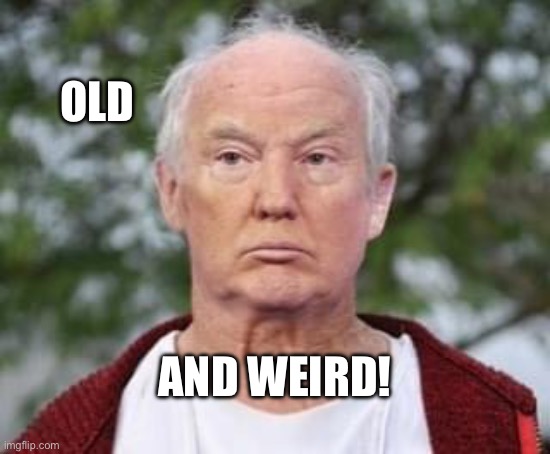 Old and Weird! Trump needs a diaper change! | OLD; AND WEIRD! | image tagged in trump,no makeup,no wig,diaper,dirty diaper,weird | made w/ Imgflip meme maker