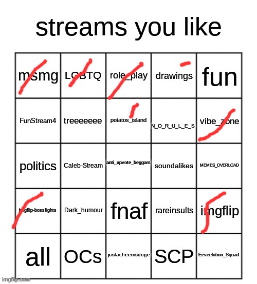 streams you like bingo | image tagged in streams you like bingo | made w/ Imgflip meme maker